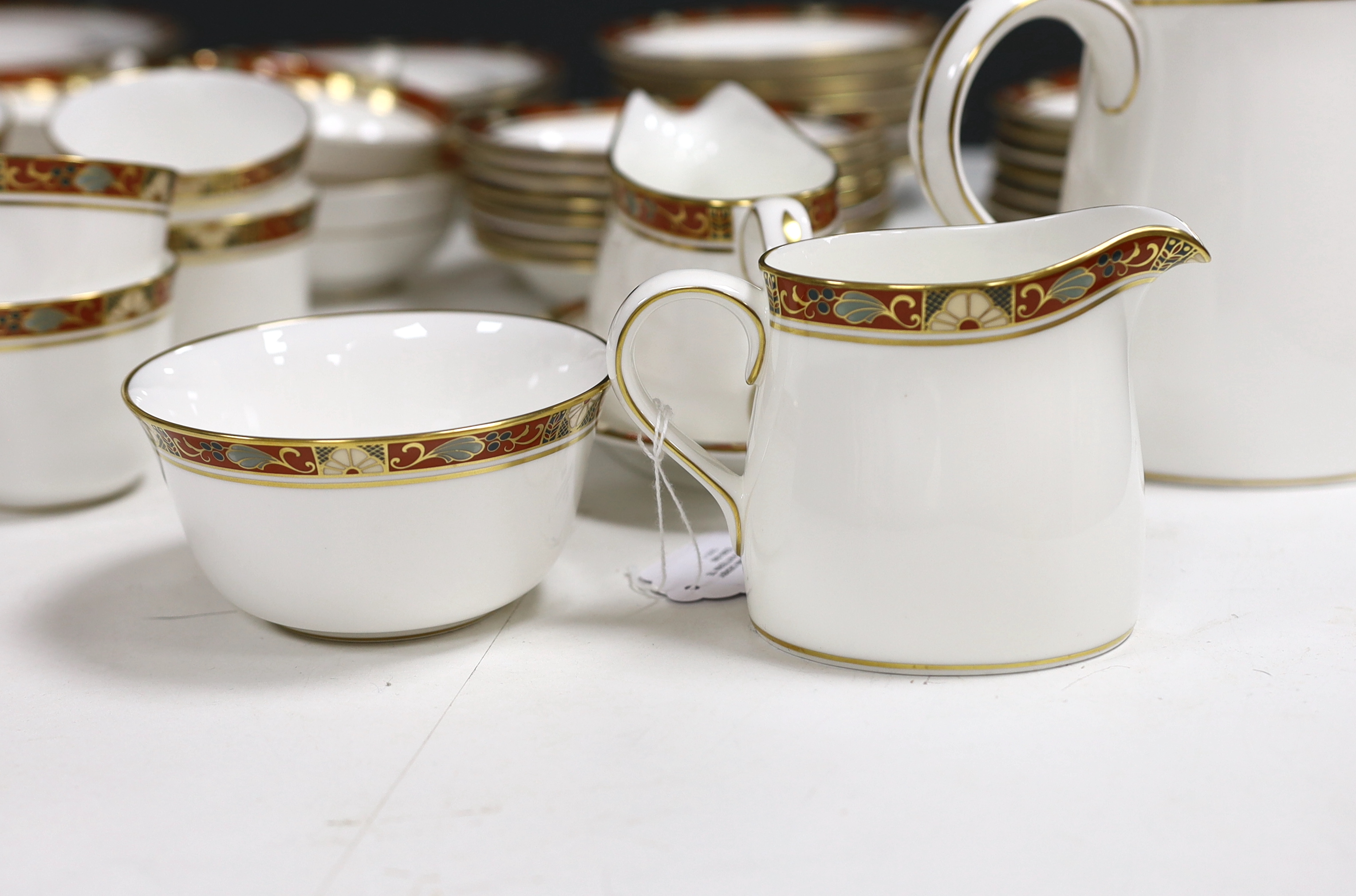 A Royal Crown Derby Cloisonné pattern tea and dinner service for 8 settings